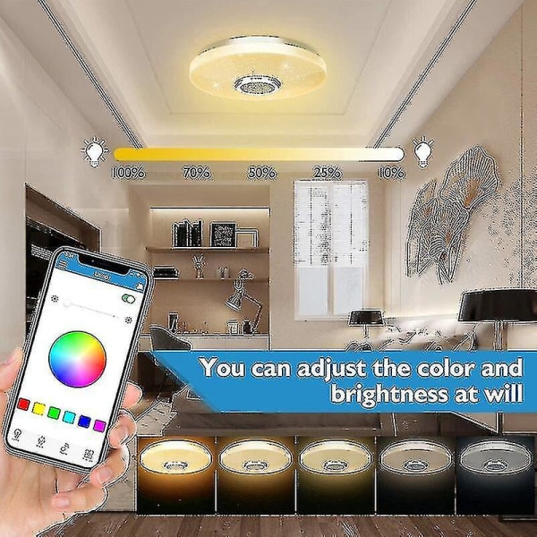 36w Led Ceiling Light With Bluetooth Speaker, Smart With Remote Control And App Control, Rgbw Color Change, Dimmable [DB]