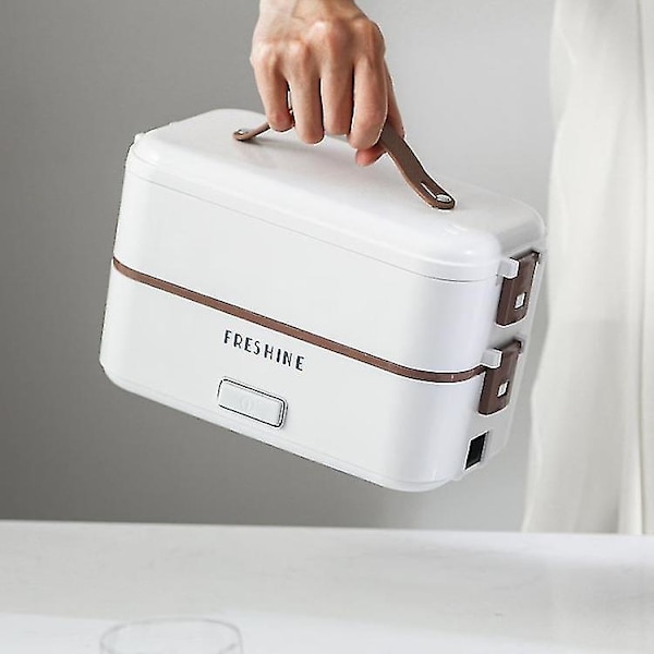 Multifunktionell mikrovågsugn med elektrisk lunchlåda för matlagning (FW) US Plug Three Layers Of White