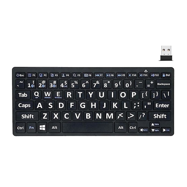 2.4G Trådlöst Tangentbord 78 Tangenter Stor Text Tangentbord för Äldre Stationär Dator Laptop [db]