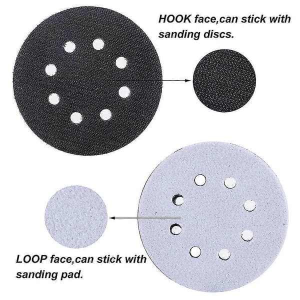 6 stk. 5 tommer (125 mm) 8-hullers blød svampeinterfacepad til slibepuder og Hookloop slibeskiver Fo [DB]