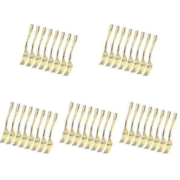 120 stk. engangs mini gafler frugt dessert budding gafler festartikler til restaurant Ktv (gylden) DB 120 pcs