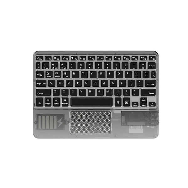 Trådløst berøringstastatur Bakgrunnsbelyst tastatur Rgb-tastatur Gjennomsiktig krystall Bluetooth-tastatur Universal For PC, svart