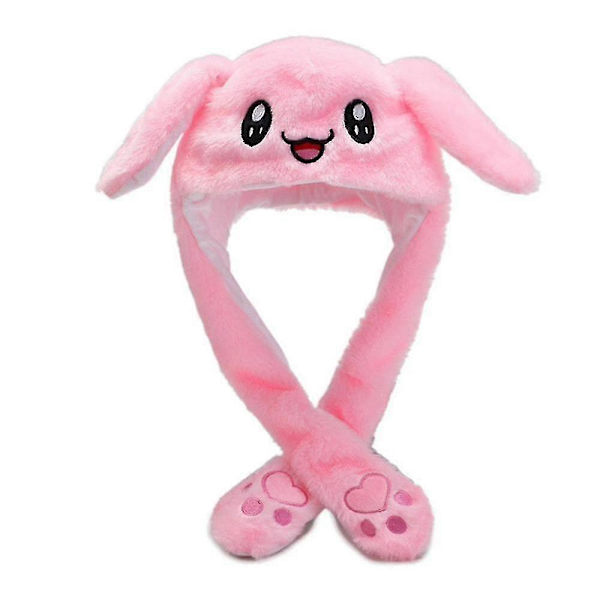 Plush Bevegelige Kaninører Hatt Søt Kaninhatt Morsomme Bevegelige Ører Caps -NMAOV [DB] Pink