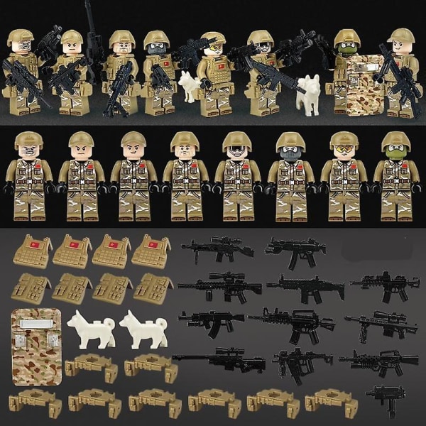 8st City Police SWAT Army Minifigurer Soldatserie med tillbehör Byggstenar Minifigurer Kids Diy