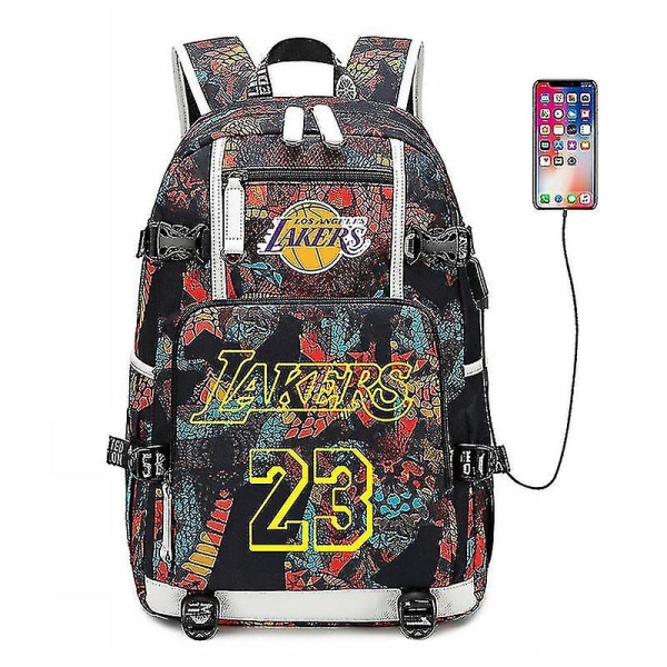 Lakers 23 Lebron James trykt ryggsekk, reiseveske, studentsekk DB Red