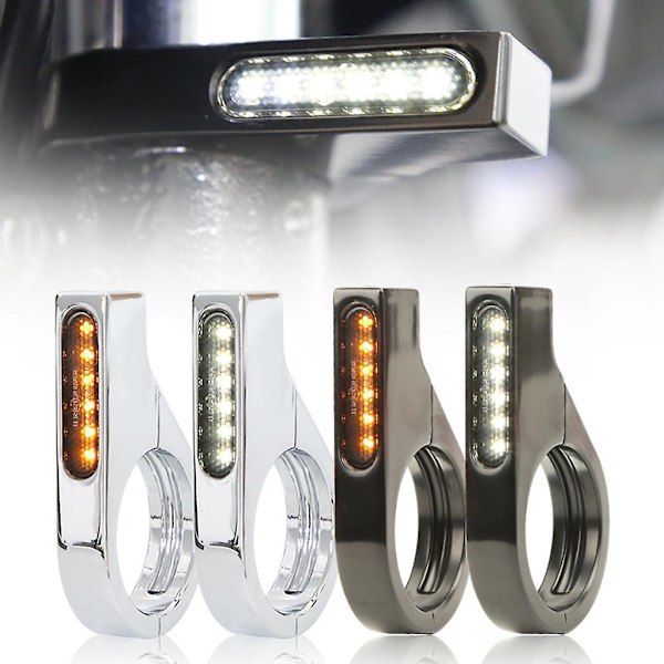 LED Motorsykkel Blinklys Vanntett Indikatorlys Lampe med 41mm Gaffelrør [db] Plating