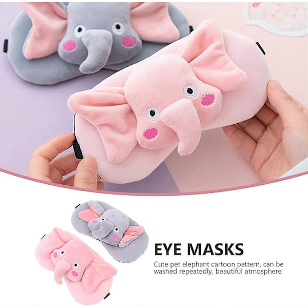 2 st Sömnjusterbara Nattsömn Ögonmaskar Cartoon Elefant Sömn Skuggning Blindfold Tillbehör db