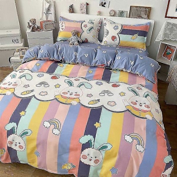 3/4-delt sett Kawaii Snoopy Tegneserie Bomullsdynetrekk Lakens Putesett Anime Komfortabel Myk Hjemmetekstil Gave [DB] 4piece set180x220cm huanxiangtu