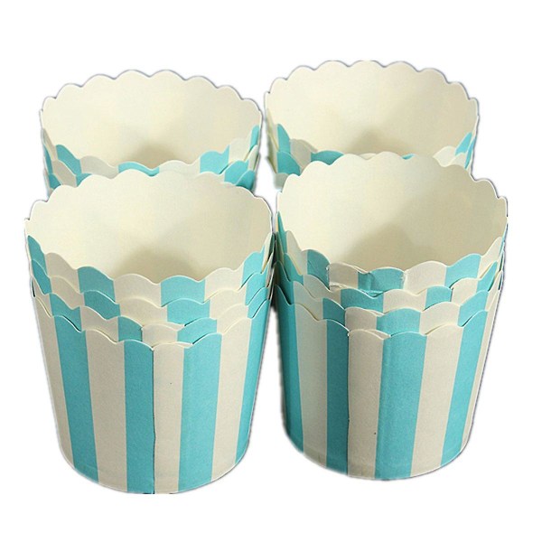 50 X Cupcake Paper Cake Case Baking Cups Liner Muffin Dessert Baking Cup,blue Striped Db