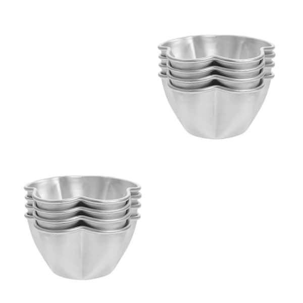 Äggtärtsform i metall för köket, 8 st silverfärgade blomformade bakformar[DB]