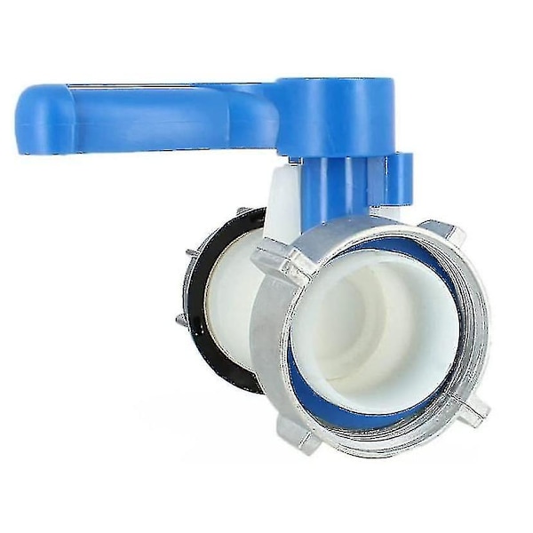 Sommerfuglventil med aluminiumsvingmutter for 1000 liters IBC-tank, S75x6 mutter og S60x6 utløp {Db}