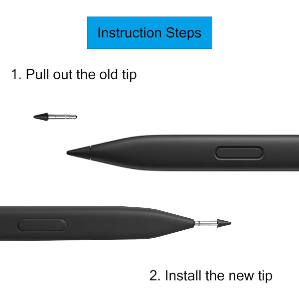 Udskiftningsspids/pen til Microsoft Surface Slim Pen 2 - 1 stk., sort - Slim Pen 2 udskiftningsspids/pen