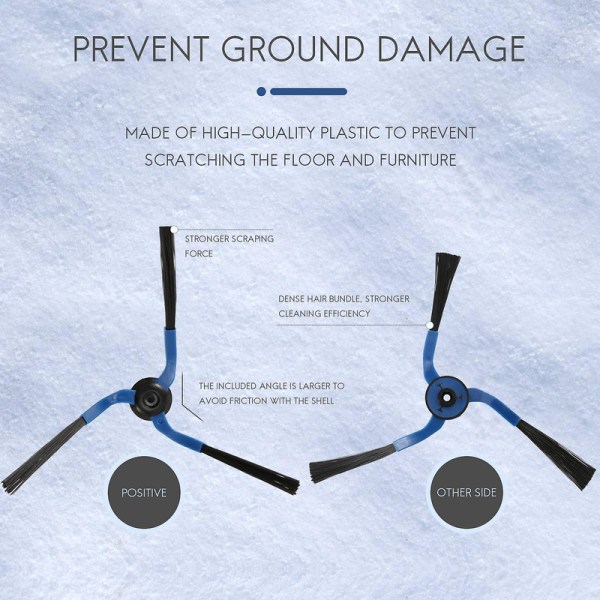 3 par sidebørster til robot -rm96w -rm72vr -rm84v -rm52vr Sr8855 Sr8751 Sr8845 Sr8895 Sr8950 [DB] Black  Blue