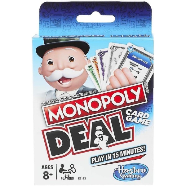 Monopoly Deal -pikakorttipeli perheille, 8-vuotiaille ja sitä vanhemmille lapsille ja 2-5 pelaajalle [DB]