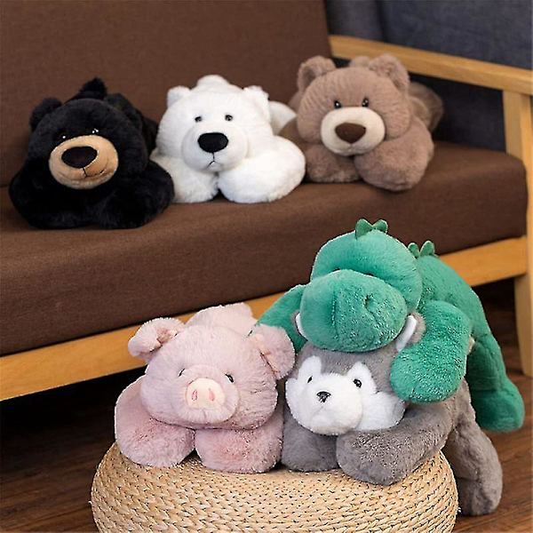 Viktad ångest dinosaurie plysch leksak kasta kudde/söt dinosaurie plyschdjur docka för pojkar flickor-utmärkt [DB] Black Bear 50cm 19.7 inch