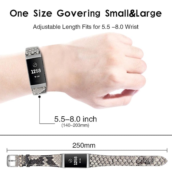 Aito nahkainen älykellon ranneke Fitbit Charge 4/3 -kelloon, korvaava [DB] Dark grey Style M Fitbit Charge 4