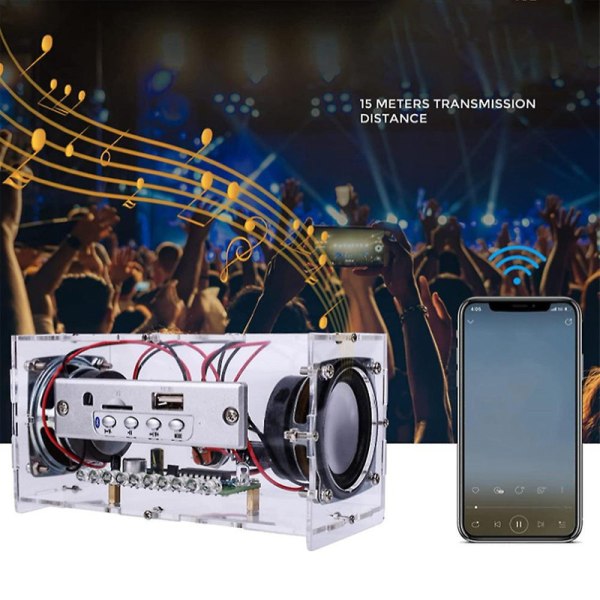 Tee-se-itse Bluetooth-kaiutinpaketti LED-vilkkuvalolla Juotoshanke USB Mini-kotistereoäänivahvistin DB Photo Color