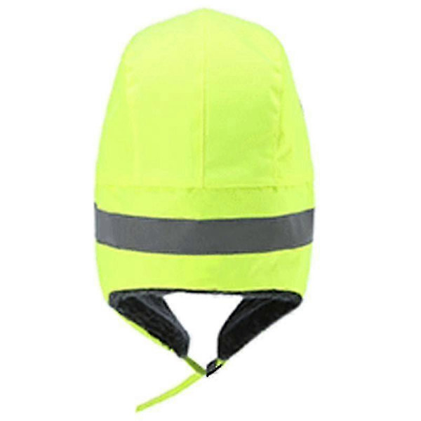 Høj Synlighed Sikkerhedsarbejdshat Vintervarm Øreklapper Fleece Fluffy Hat db Fluorescent Green