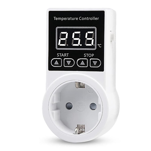 1 st Termostatuttag med Sensor, Digital Temperaturregulatoruttag, Vattentät Temperatur Sdb White