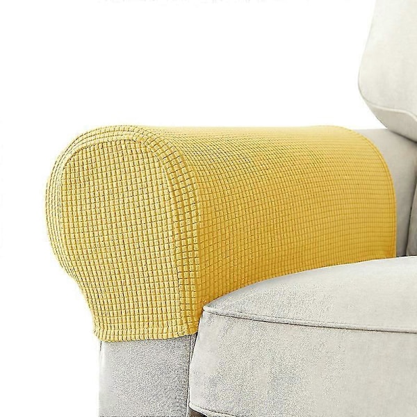 2 stk. Strækbare armlænsbetræk Spandex Jacquard Armbetræk Bløde og elastiske beskyttere til stole Sofa Lænestol Betræk Lænestol Sofa [DB] Lemon yellow