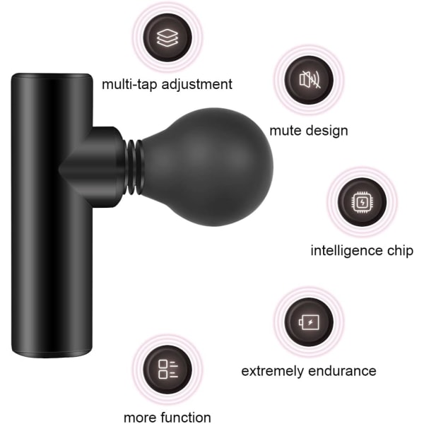 Mini Gun Selkähierontalaite - Erittäin hiljainen 8X vibraationopeus USB ladattava, pehmeä hieronta