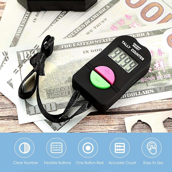 Digitaalinen kädessä pidettävä klikkeri elektroninen manuaalinen plus ja miinus kannettava digitaalinen laskuri kaulanauhalla urheiluun golf db