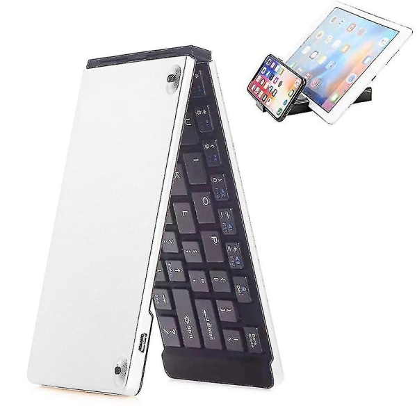 Dobbelt folde trådløst Bluetooth-tastatur, mini trådløst tastatur sølvfarvet