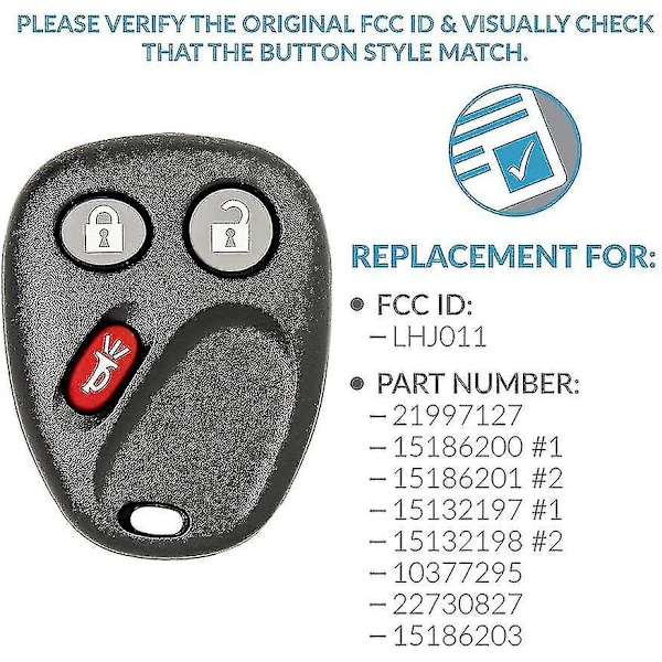 Ny udskiftningsnøglefob til nøglefri bil til udvalgte Silverado Tahoe Sierra Yukon Suburban Hummer Sierra-køretøjer, der bruger FCC LHJ011 {db}