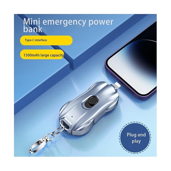 1500mah Mini Phone Power Bank-laddare för Ios Snabbladdning Ios Bärbar bilnyckel för resor och camping
