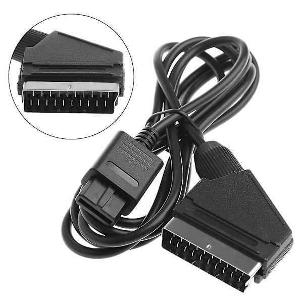 A/V TV Video Scart RGB Spillkabel for Gamecube og N64 Konsoll db Black