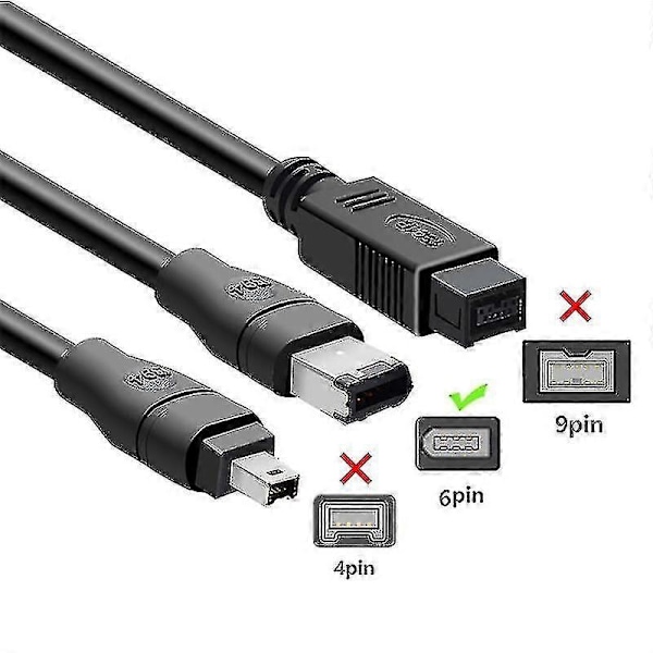 Junsunmay 1,8 m Firewire IEEE 1394 6-nastainen uros - USB 2.0 uros -sovitinjohto [DB]