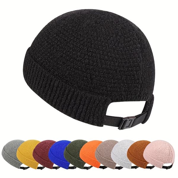 Myk Strikket Docker-lue for Vinter, Strikkede Vinterluer, Brettefrie Luer [DB] 10 pink