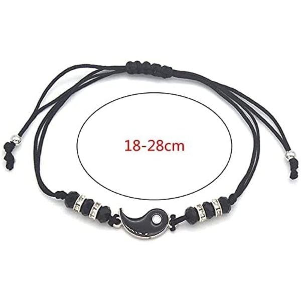 2 Matchende Yin Yang Justerbare Tau Armbånd for Bestevenner Valentinsdag Gaver