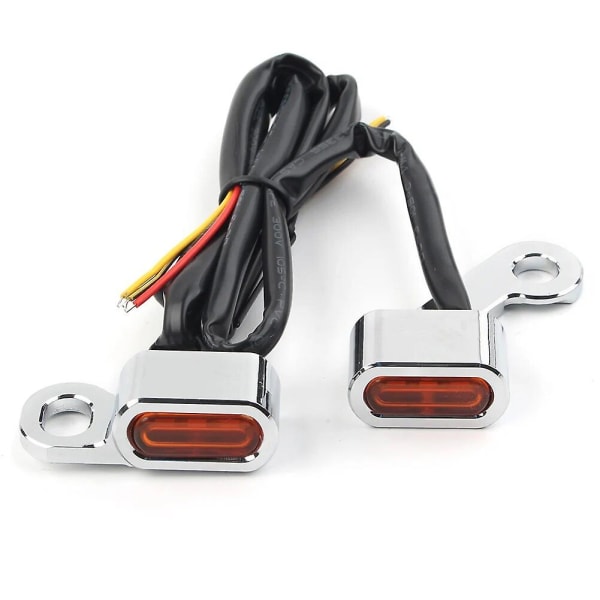 2 stk. Motorcykel Mini LED Blinklys Styr Blinker Indikator Lampe Kompatibel Harley Touring 2009-2017 & Softail 2015-2021 db Chrome Black shell