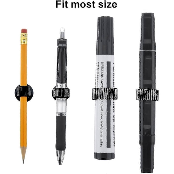 10-pack Pennhållarklämmor Stål Pennhållare Självhäftande Pennklämmor med Justerbar Fjäderögla för R [Db] black