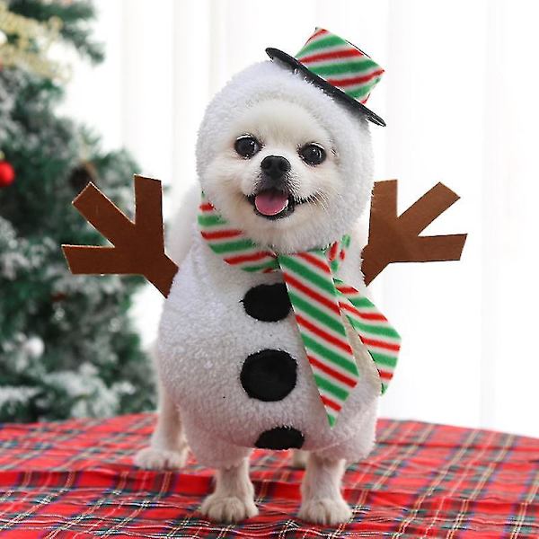 Jultomte Snögubbe Husdjursdräkt$hund Snögubbe Dräkt$hund Julkläder Semester Hund Katt Husdjur För Jul Cosplay Husdjurskläder [DB] M  within 4-8 kg