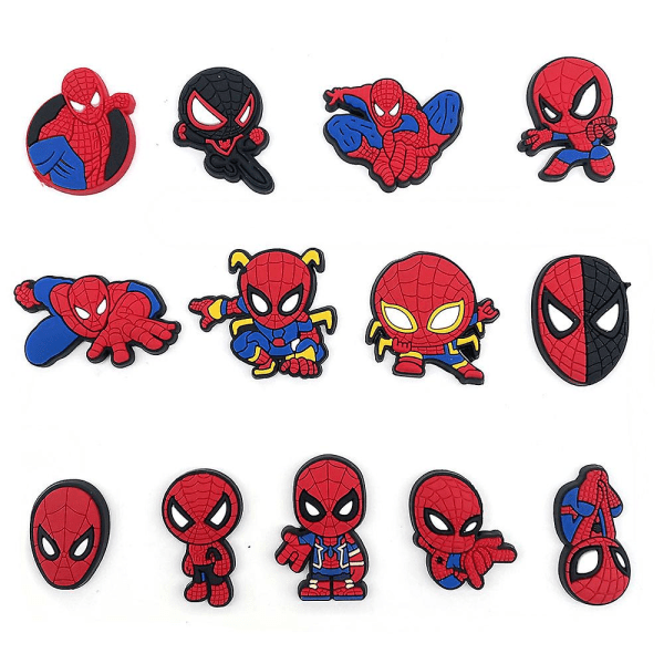 13 stk Spider-man superhelt tema Crocs sko charms for Diy Clog sandaler dekorasjon sko tilbehør sett gaver [DB]