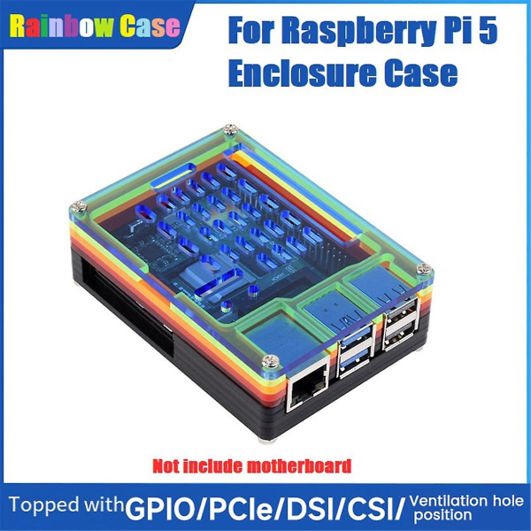 Til 5 Case Kabinet Transparent Regnbue Beskyttende Kabinet Gpio Pcie [DB]