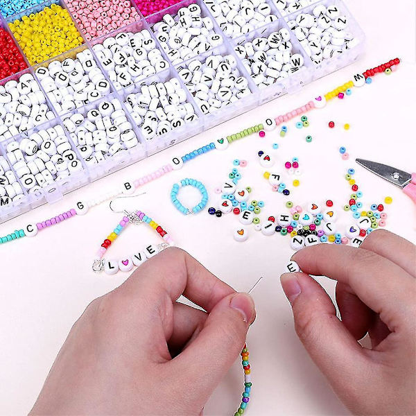 A-z Akryl Bogstav Alfabet Perler Kit Diy Armbånd Kunst Smykker Fremstilling Tilbehør Materiale Charms Til Halskæde Øreringe [DB]