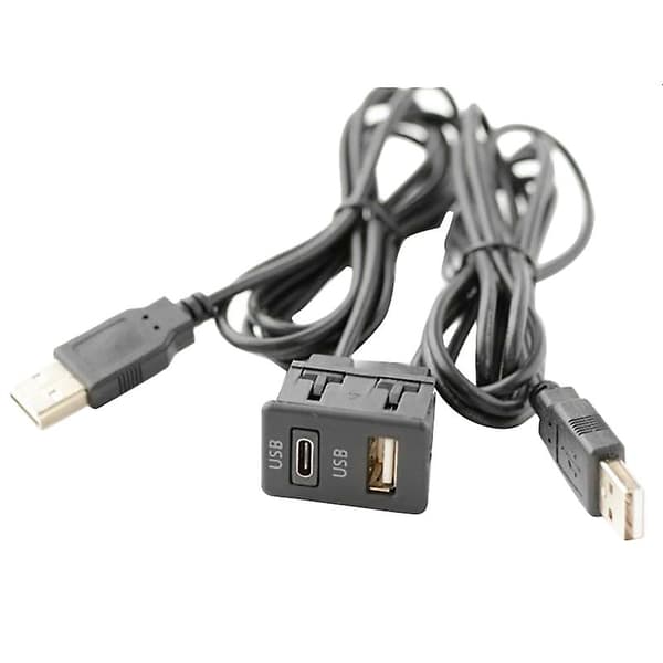 150CM Bil Dash Mount 2 USB Port Panel Auto Båd Dobbelt USB-TAPYC Forlængerkabel Adapter til {db} black