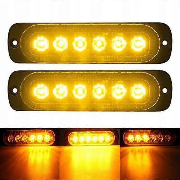 4x Tåkelys 6 Led 12v-24v Strobelys [DB] orange