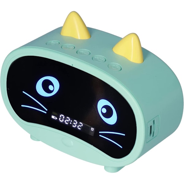 Mini Multifunktionell Cartoon Högtalare, Barn Söta Kattunge Öron Design Digital Väckarklocka, FM Radio, Dubbla Bakre Högtalare Bluetooth Minneskort [DB]