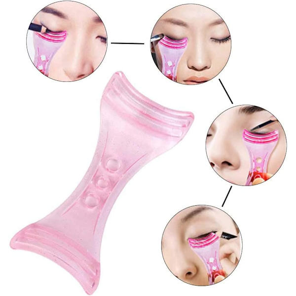 3 kappaletta Eyeliner Stencil Muovi Apukortti Shaper Meikki Työkalut Sormet Silmä Meikki Apu (Pinkki)