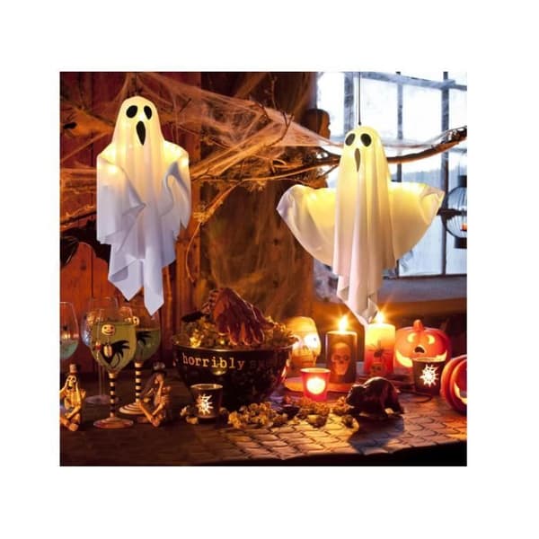 Halloweenpynt - Uspecificeret - Hængende Spøgelser - 2 Stk - LED Lys - 20 Tommer[DB]