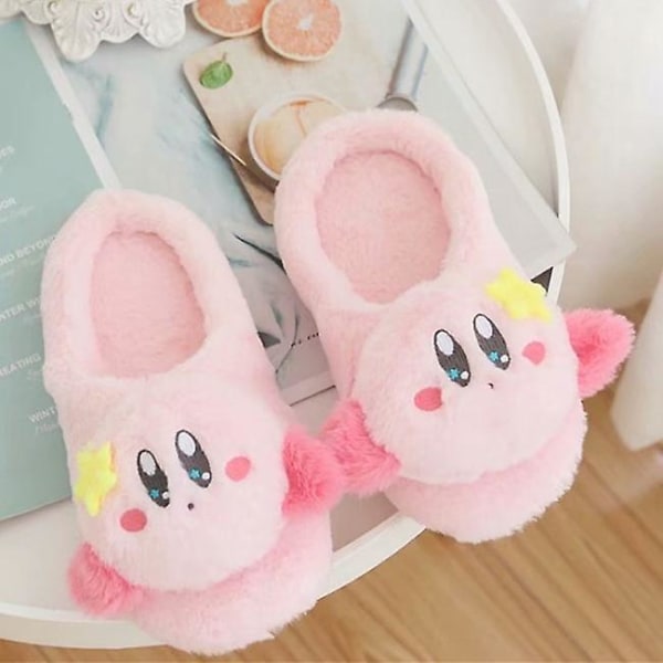 Uusi Kawaii Star Kirby -tossut söpöt sisäanime Kirby -pehmolelut talvi liukumattomat lämpimät naisten kotipuuvillaiset tossut tyttöjen lahja [DB] Size36-38 KIRBY 3D