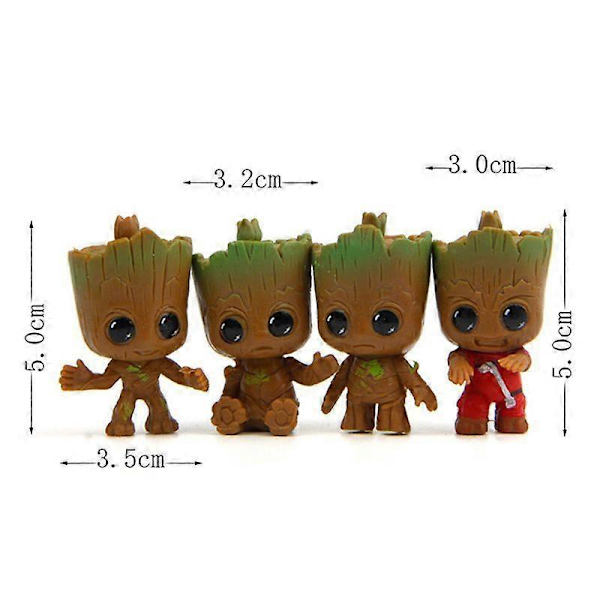 4 stk./sæt Tree Man Groot Figur Legetøj Søde Kreative Superhelte Groot Nøgleringe [DB] Brown 1 set