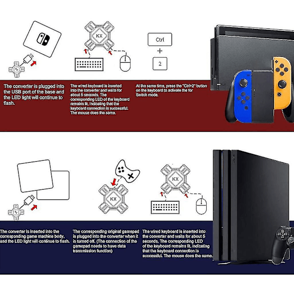 Støtter Ns/ Ps5/ Ps4 / Ps3 / X-serien, tastatur- og museadapter {db}