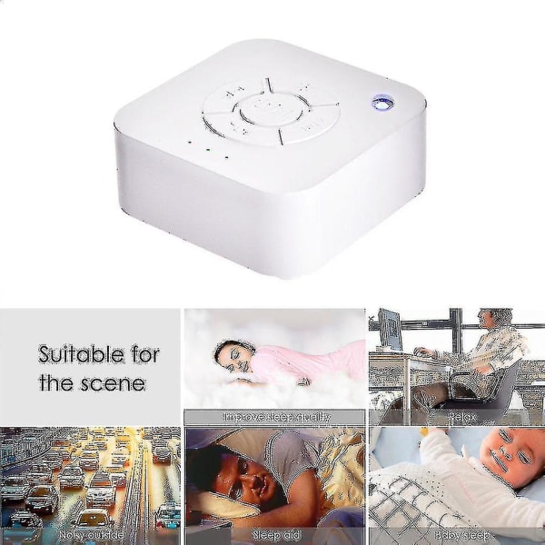 White Noise Machine Usb Oppladbar Timed Shutdown Sovelyd Maskin for søvn og avslapning