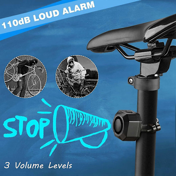 Helt ny USB-uppladdningsbar cykelalarm med fjärrkontroll, DB Högljudd trådlös stöldskydd vibrationsrörelsesensor Veh [DB]