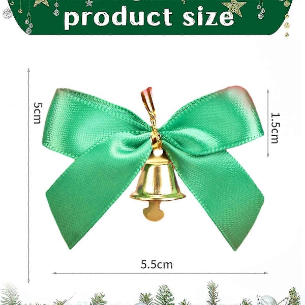 Julebånd for gaveinnpakking Forhåndslagde glitter mini juletrær med bjeller Twist Tie Bånd for godteriposer Forhåndsbundet små b [DB] green